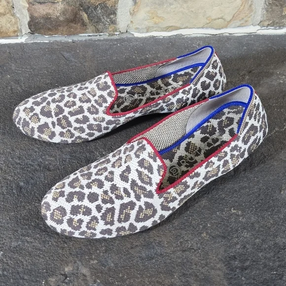 Rothys 10 Mocha Spot Leopard Print Loafers Slip On Shoes - Picture 5 of 10